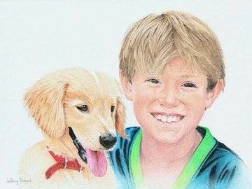 Boy with dog portrait