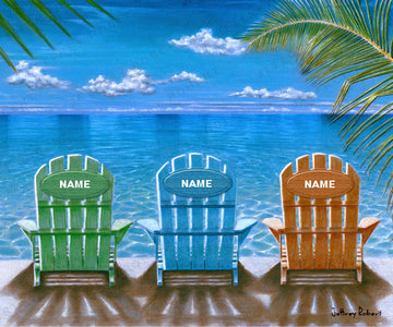 3 PERSONALIZED BEACH CHAIRS Canvas Giclee Print