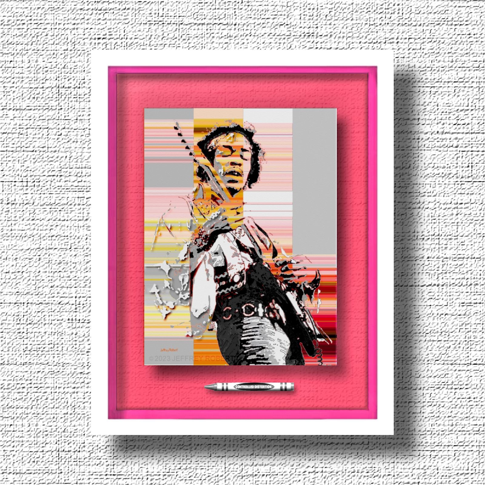 Jimi Hendrix CONTROLLED DISTORTION Crayon Collectible 11X14