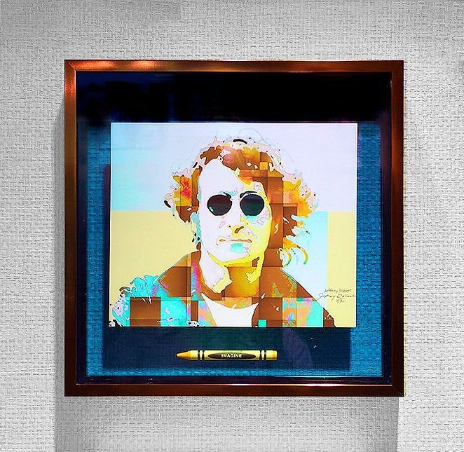 John Lennon ポップアート 額装品　肉筆水彩画　K013 IMAGINE John Lennon POP CRAYON ART Crayon Collectible
